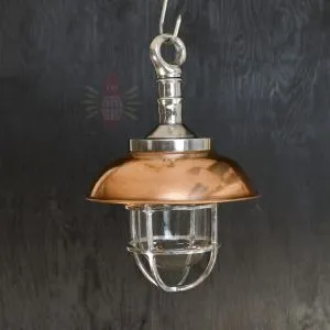- SL 11779 4 Authentic Vintage Aluminium Nautical Pendant Light with Copper Shade