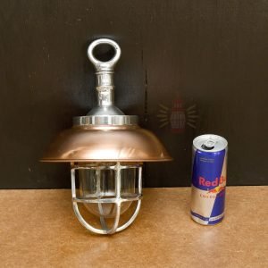 Authentic Vintage Aluminium Nautical Pendant Light with Copper Shade