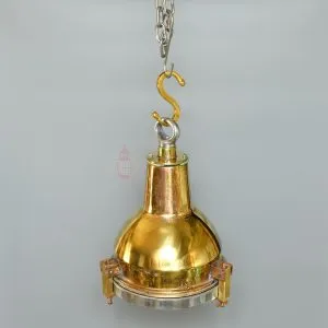 Authentic Vintage Polished Brass Cargo Pendant Light