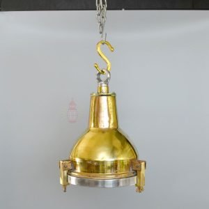 Authentic Vintage Polished Brass Cargo Pendant Light