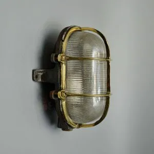 - SL 11789 Authentic Vintage Iron and Brass Caged Nautical Bulkhead Light