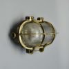 Authentic Vintage Iron and Brass Caged Nautical Bulkhead Light