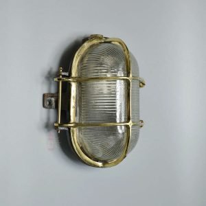 Authentic Vintage Iron and Brass Caged Nautical Bulkhead Light