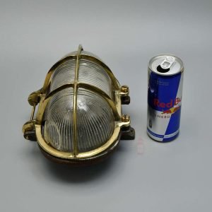 Authentic Vintage Iron and Brass Caged Nautical Bulkhead Light