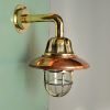 Authentic Brass Wall Light with Copper Shade – Nautical Maritime Reproduction