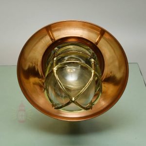 Authentic Brass Wall Light with Copper Shade – Nautical Maritime Reproduction