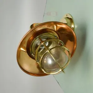 - SL 11794 3 Authentic Brass Wall Light with Copper Shade – Nautical Maritime Reproduction