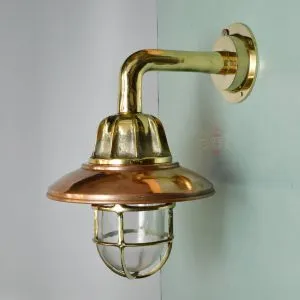 - SL 11794 4 Authentic Brass Wall Light with Copper Shade – Nautical Maritime Reproduction
