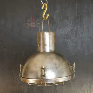 - SL 11797 5 Authentic Large Vintage Iron Cargo Pendant Light