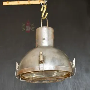 Authentic Large Vintage Iron Cargo Pendant Light