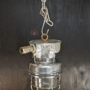 Authentic Vintage Aluminium Pendant Light – Polished Nautical Hanging Lamp