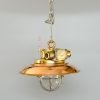 Authentic Vintage Brass Pendant Light with Copper Shade