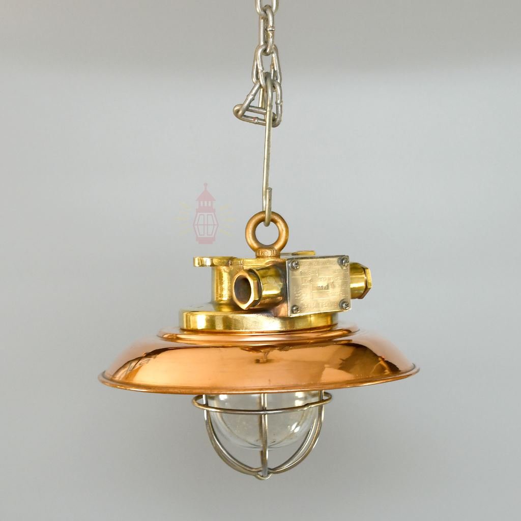 - SL 11799 1 Authentic Vintage Brass Pendant Light with Copper Shade