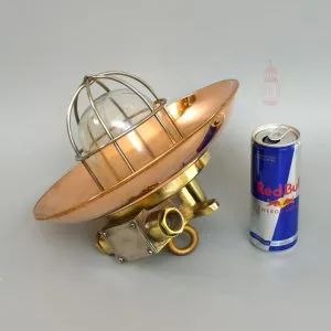 Authentic Vintage Brass Pendant Light with Copper Shade