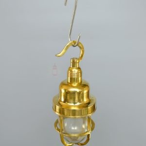 Authentic Polished Brass Hanging Lamp – Vintage Nautical Pendant
