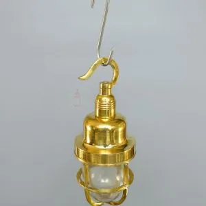Authentic Polished Brass Hanging Lamp – Vintage Nautical Pendant