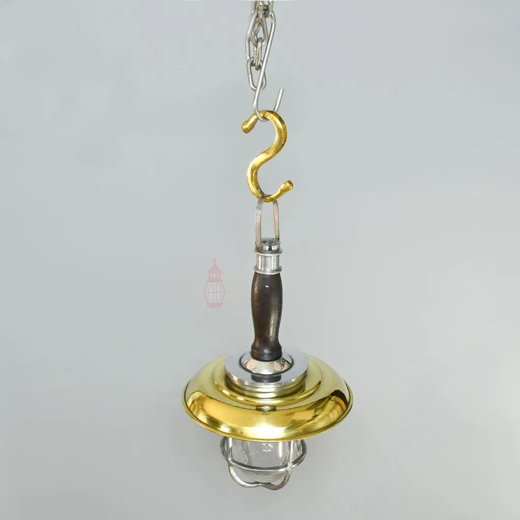 - SL 11806 1 Authentic Vintage Brass Hanging Lamp with Handle and Shade – Nautical Salvage