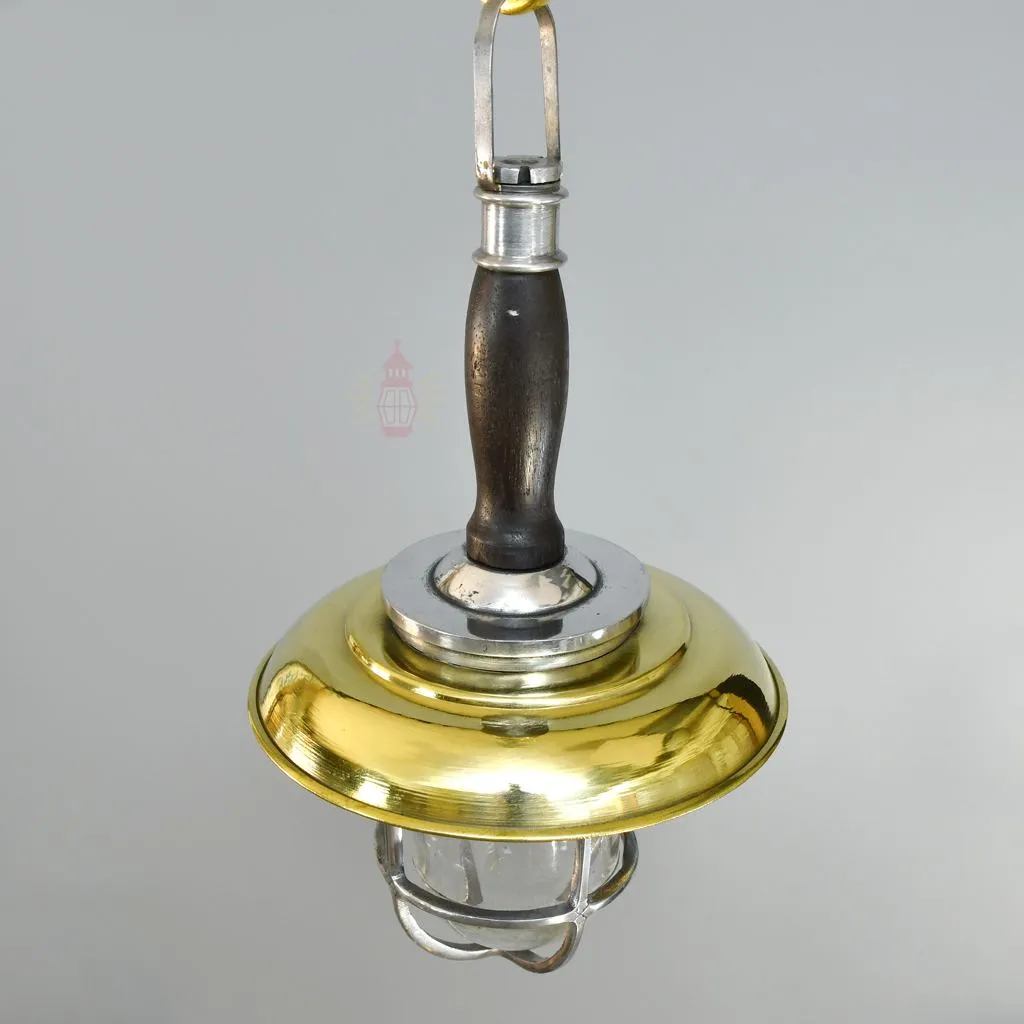 - SL 11806 2 Authentic Vintage Brass Hanging Lamp with Handle and Shade – Nautical Salvage