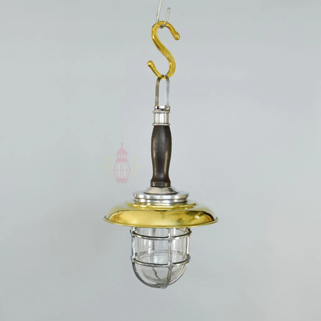 - SL 11806 4 Authentic Vintage Brass Hanging Lamp with Handle and Shade – Nautical Salvage