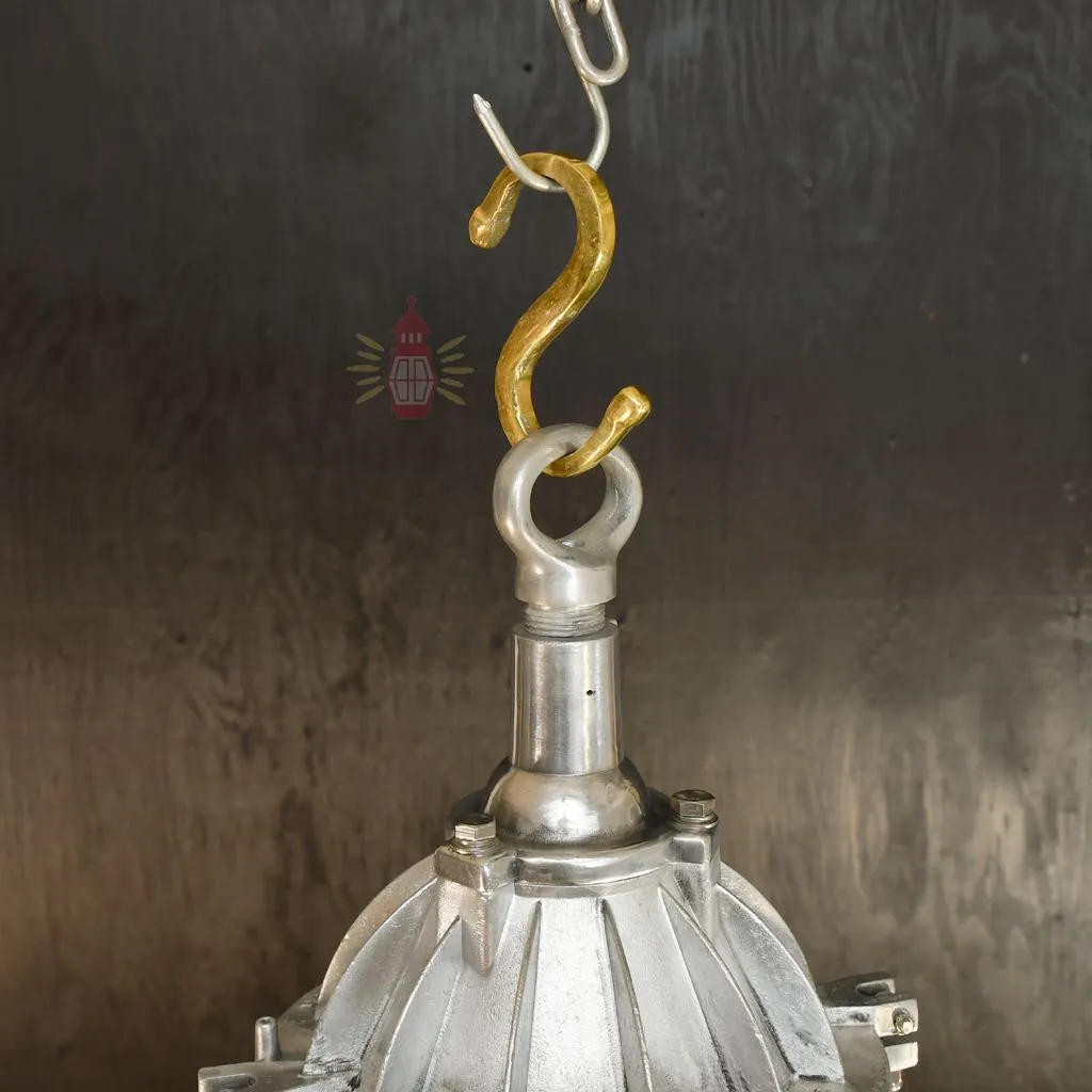 - SL 11819 3 Authentic Vintage Polished Aluminium Nautical Pendant Light