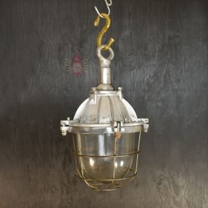 Authentic Vintage Polished Aluminium Nautical Pendant Light
