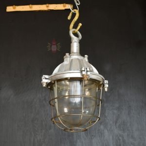 Authentic Vintage Polished Aluminium Nautical Pendant Light