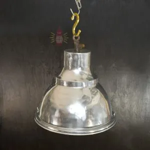 Authentic Polished Aluminium Pendant Light – Large Nautical Hanging Salvage
