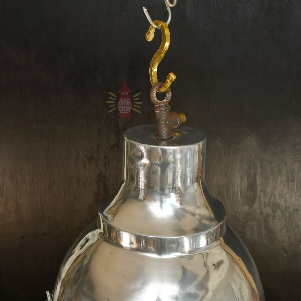 - SL 11833 3 Authentic Polished Aluminium Pendant Light – Large Nautical Hanging Salvage