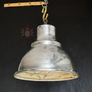 Authentic Polished Aluminium Pendant Light – Large Nautical Hanging Salvage