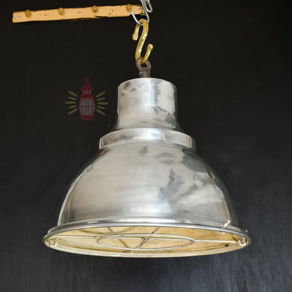 - SL 11833 4 Authentic Polished Aluminium Pendant Light – Large Nautical Hanging Salvage