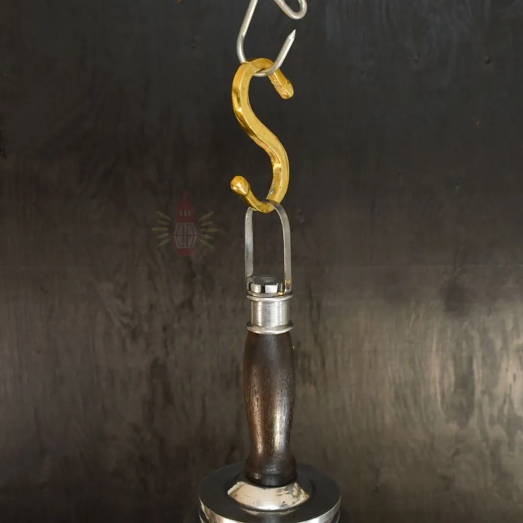 - SL 11834 2 Authentic Vintage Polished Aluminium Nautical Pendant Light with Wood Top