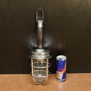 Authentic Vintage Polished Aluminium Nautical Pendant Light with Wood Top