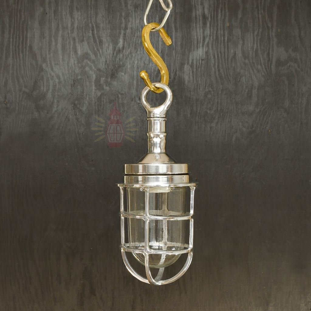 - SL 11851 2 Authentic Vintage Aluminium Pendant Light – Nautical Hanging Salvage