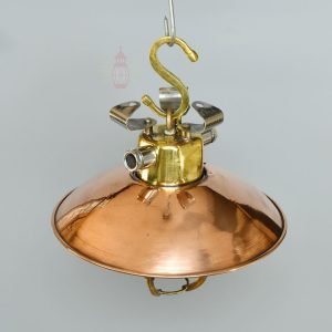 Authentic Brass Cargo Light with Copper Shade – Vintage 3-Angle Nautical