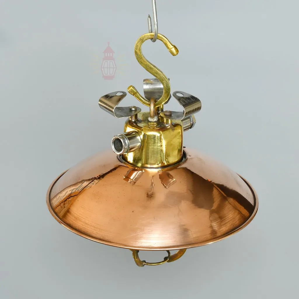 - SL 11856 3 Authentic Brass Cargo Light with Copper Shade – Vintage 3-Angle Nautical