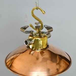 Authentic Brass Cargo Light with Copper Shade – Vintage 3-Angle Nautical