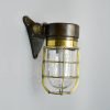 Authentic Vintage Iron Brass Cage Bulkhead Light – Angled Nautical Salvage