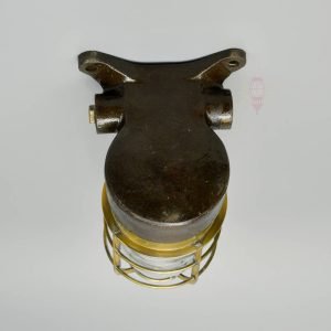 Authentic Vintage Iron Brass Cage Bulkhead Light – Angled Nautical Salvage