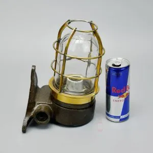 - SL 11857 6 Authentic Vintage Iron Brass Cage Bulkhead Light – Angled Nautical Salvage