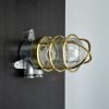 - SL 13066 Vintage polished aluminium wall lamp with brass cage for nautical UK homes