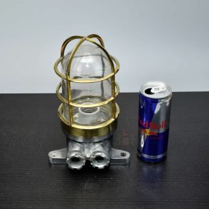 - SL 13066 4 Vintage Aluminium Wall Lamp Polish Brass Cage IP56 UK Ship Salvage 21cm