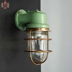 - SL 13095 Authentic Vintage Fibre Bulkhead Light with Brass Cage – Nautical Salvage