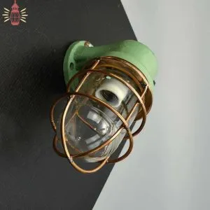 - SL 13095 1 Authentic Vintage Fibre Bulkhead Light with Brass Cage – Nautical Salvage