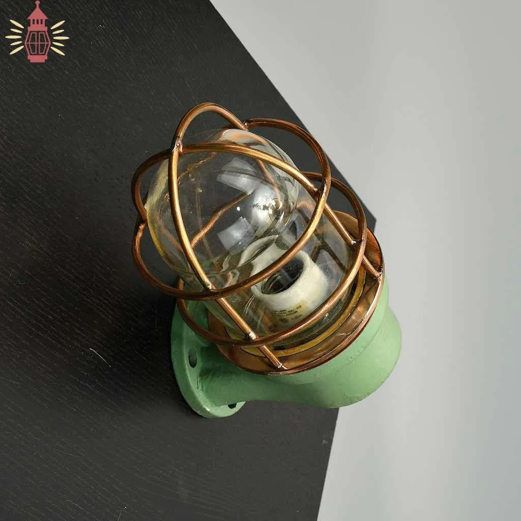 - SL 13095 3 Authentic Vintage Fibre Bulkhead Light with Brass Cage – Nautical Salvage