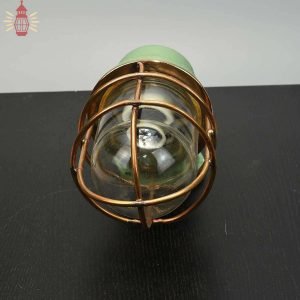 Authentic Vintage Fibre Bulkhead Light with Brass Cage – Nautical Salvage
