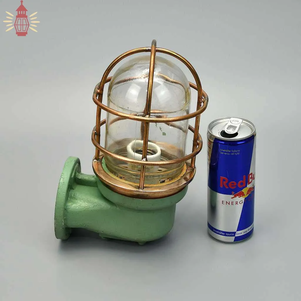- SL 13095 6 Authentic Vintage Fibre Bulkhead Light with Brass Cage – Nautical Salvage