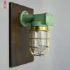 - SL 13112 Authentic Fibre Bulkhead Light with Brass Cage - Vintage Nautical Salvage