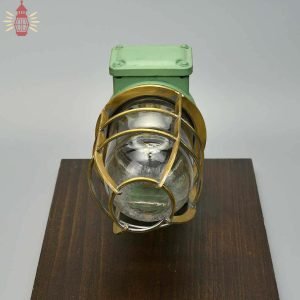 Authentic Fibre Bulkhead Light with Brass Cage - Vintage Nautical Salvage