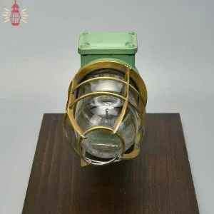 - SL 13112 2 Authentic Fibre Bulkhead Light with Brass Cage - Vintage Nautical Salvage