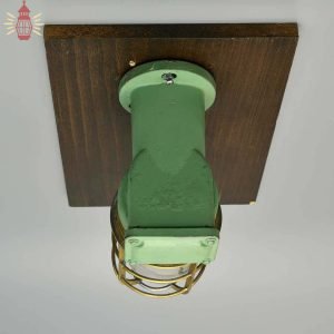 Authentic Fibre Bulkhead Light with Brass Cage - Vintage Nautical Salvage